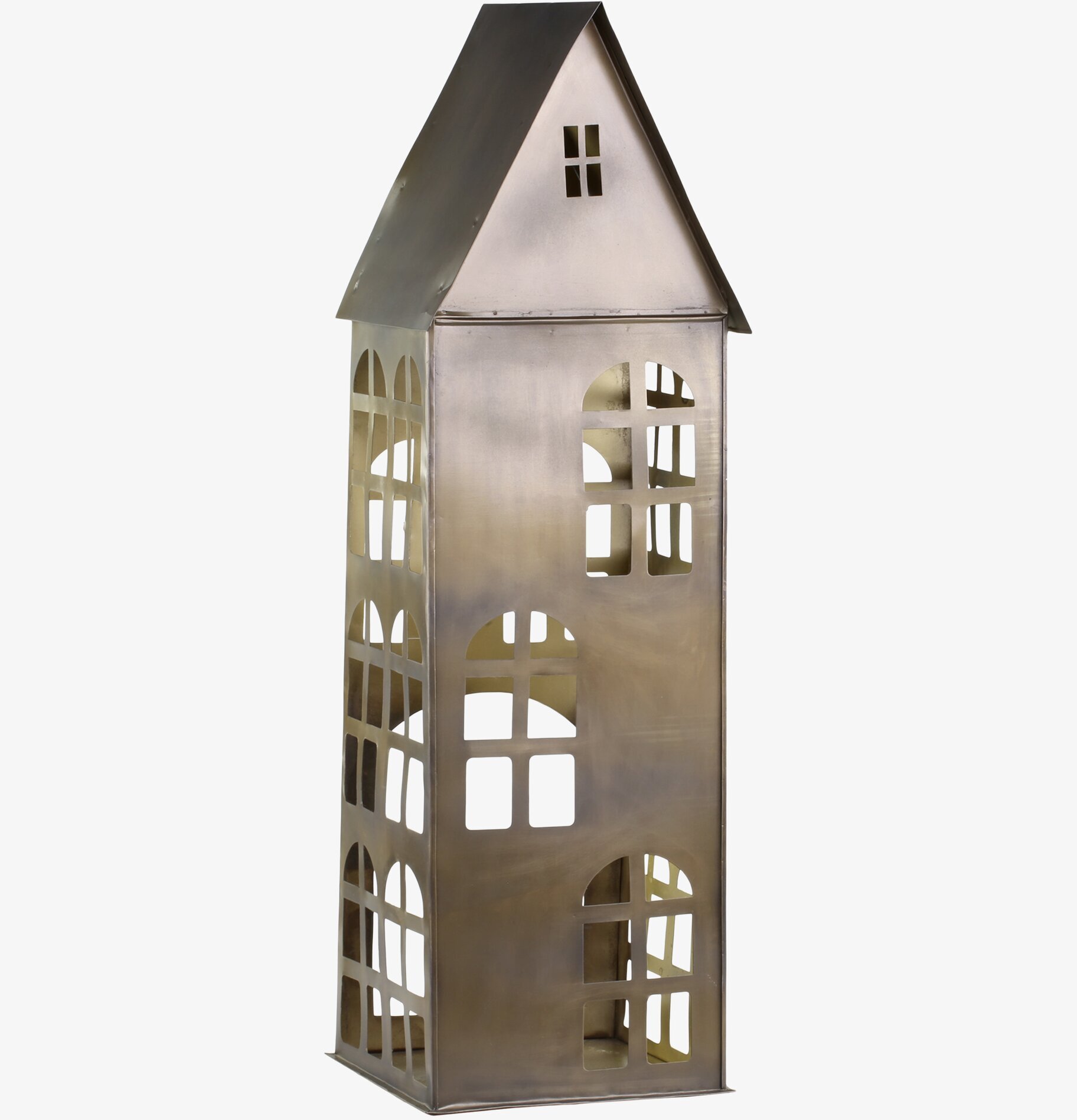 Ljuslykta Hus #10 Antik Mässing från Chic Antique