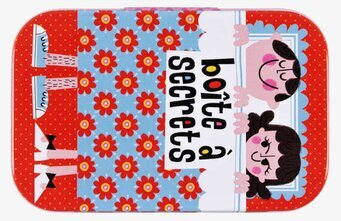 Bild av charmig plåtburk med lekfull och färgglad design