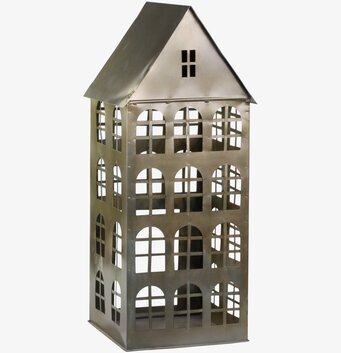 Bild av antik mässing ljuslykta med husdesign