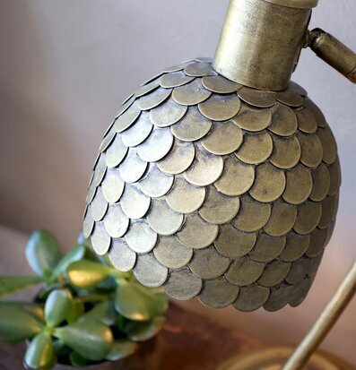 Bordslampa Antik Mässing från Chic Antique på trähylla