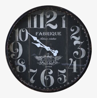Väggklocka Antiksvart Ø60cm från Chic Antique, 60 cm diameter