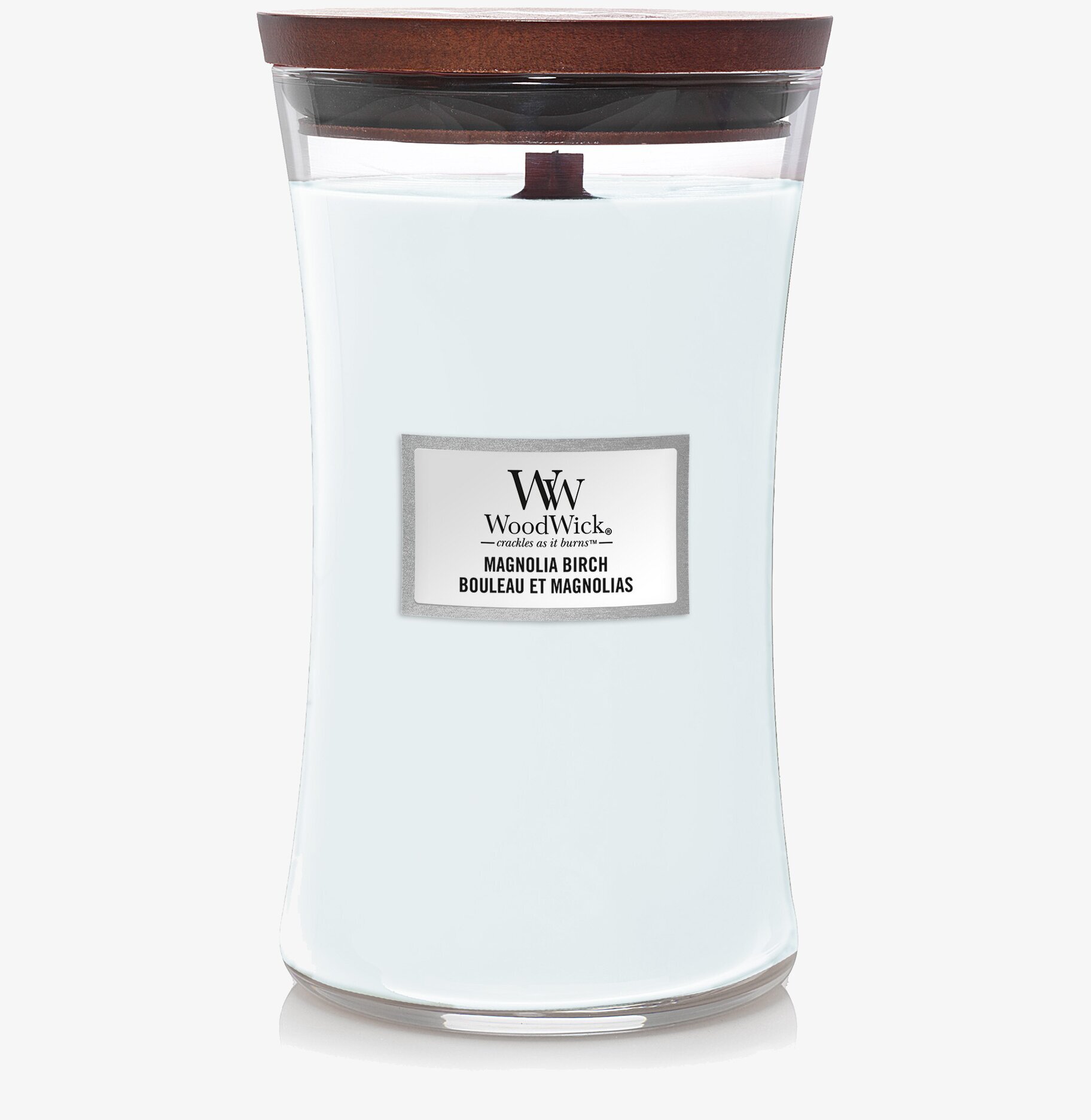 WoodWick Magnolia Birch Large ljus i elegant glasbehållare