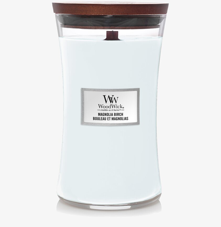 WoodWick Magnolia Birch Large ljus i elegant glasbehållare