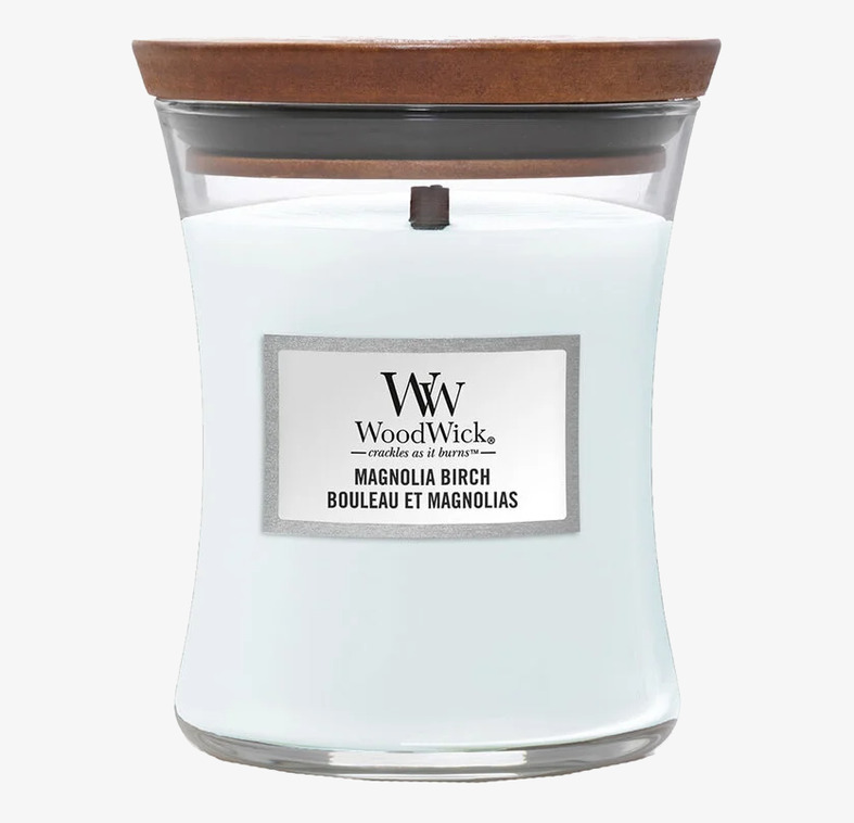 WoodWick Magnolia Birch Medium doftljus med trälock