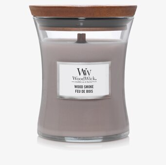 WoodWick Wood Smoke Medium ljus i glasbehållare med trälock