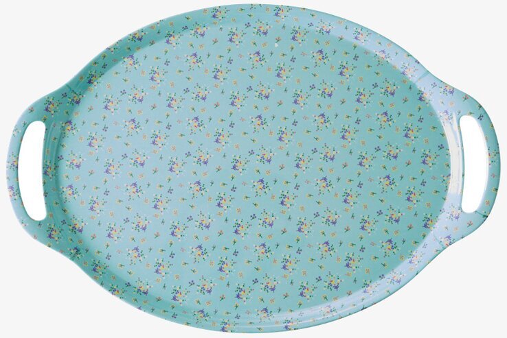 Bricka Blomster Aqua från Rice med blommigt mönster