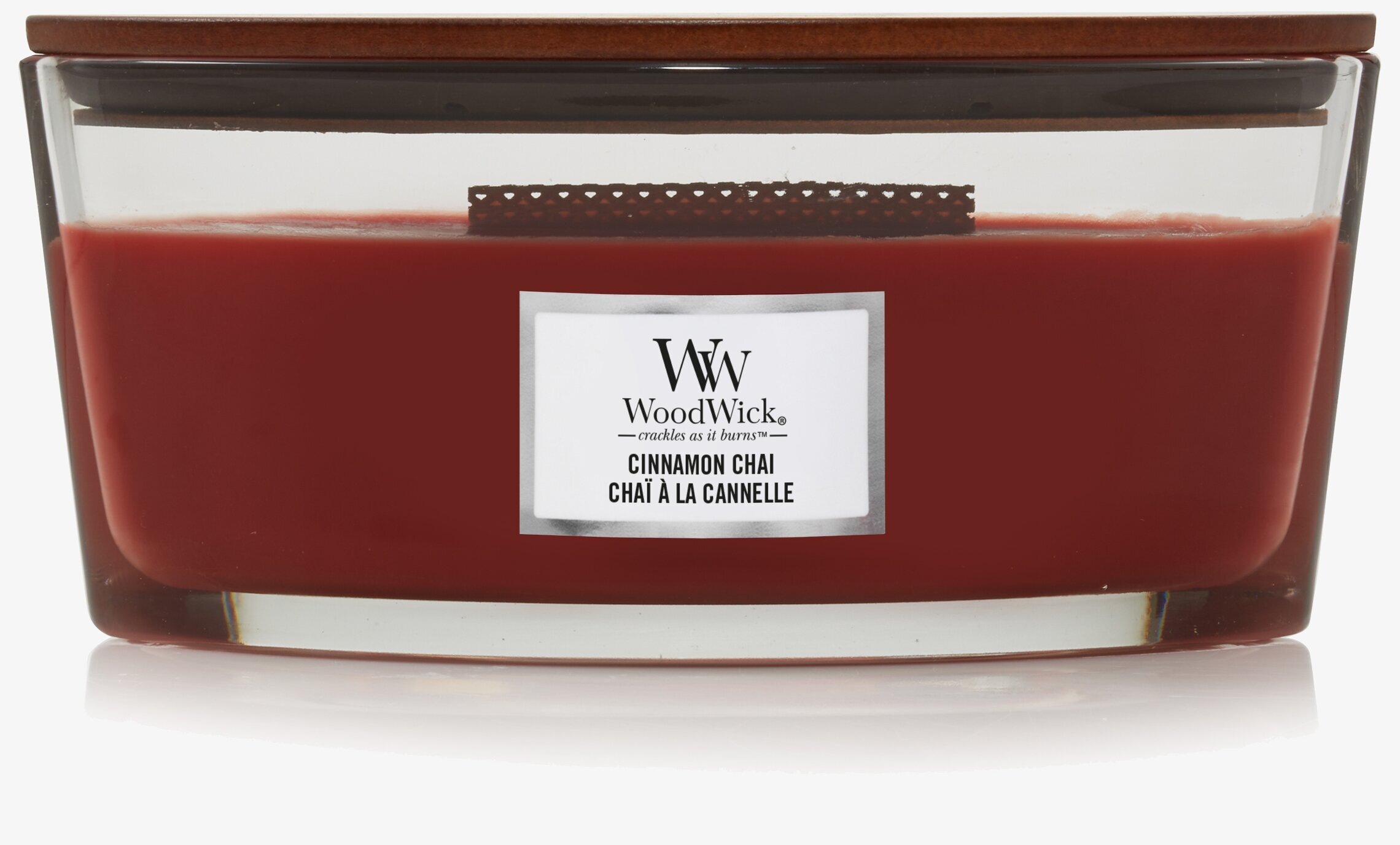 WoodWick Cinnamon Chai Ellips doftljus med träveke