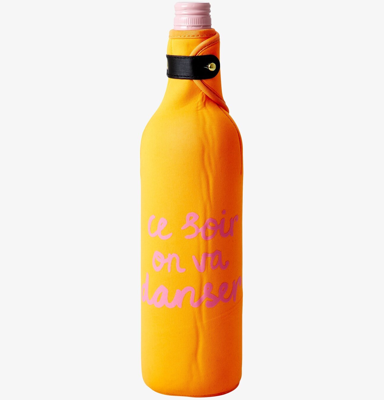 Vinkylare från Rice i orange med rosa text och svart rem