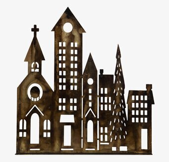 Hus Siluett Antik Brun från A Lot Decoration i metall