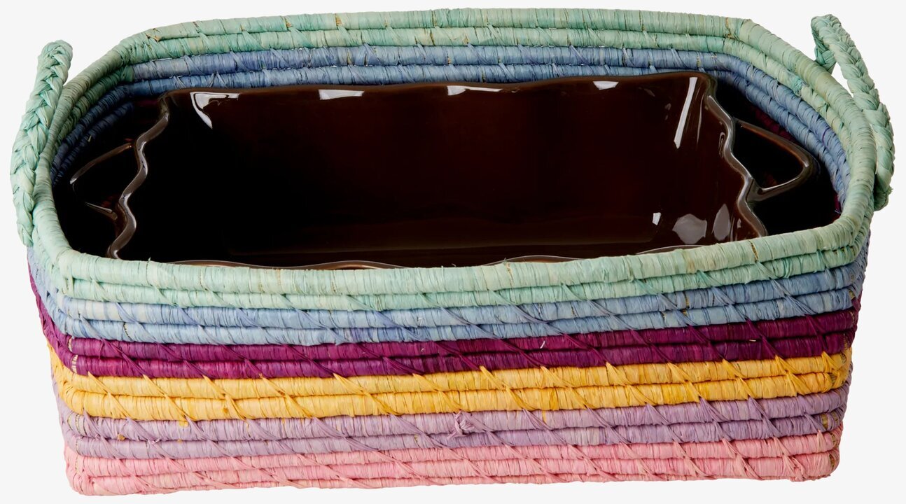 Korg Raffia Multi Large från Rice med färgglada ränder
