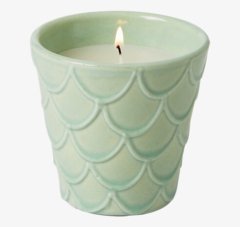 Ljus Keramik Grön från Rice, mintgrön med fiskfjällsmönster