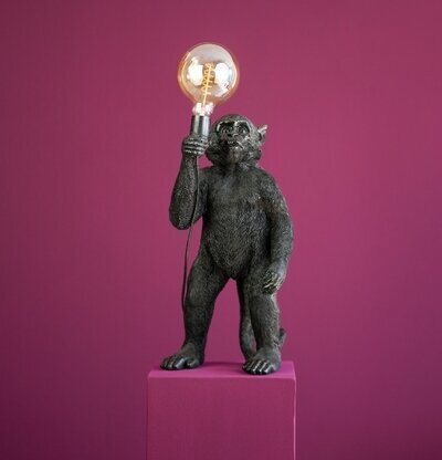 Golvlampa Koko Svart från Werner Voss med apa och glödlampa