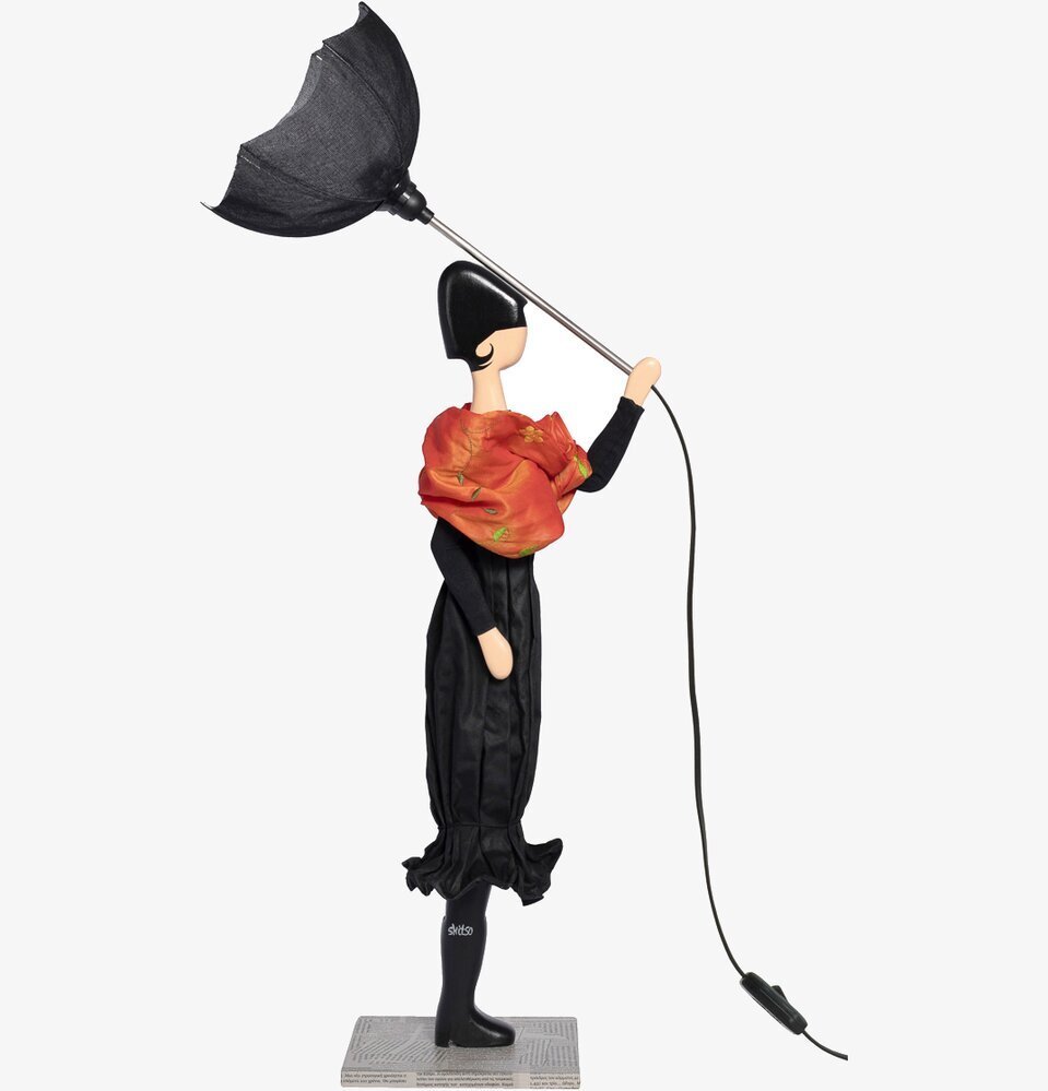 Bordslampa Maria S från Skitso med svart figur och paraply