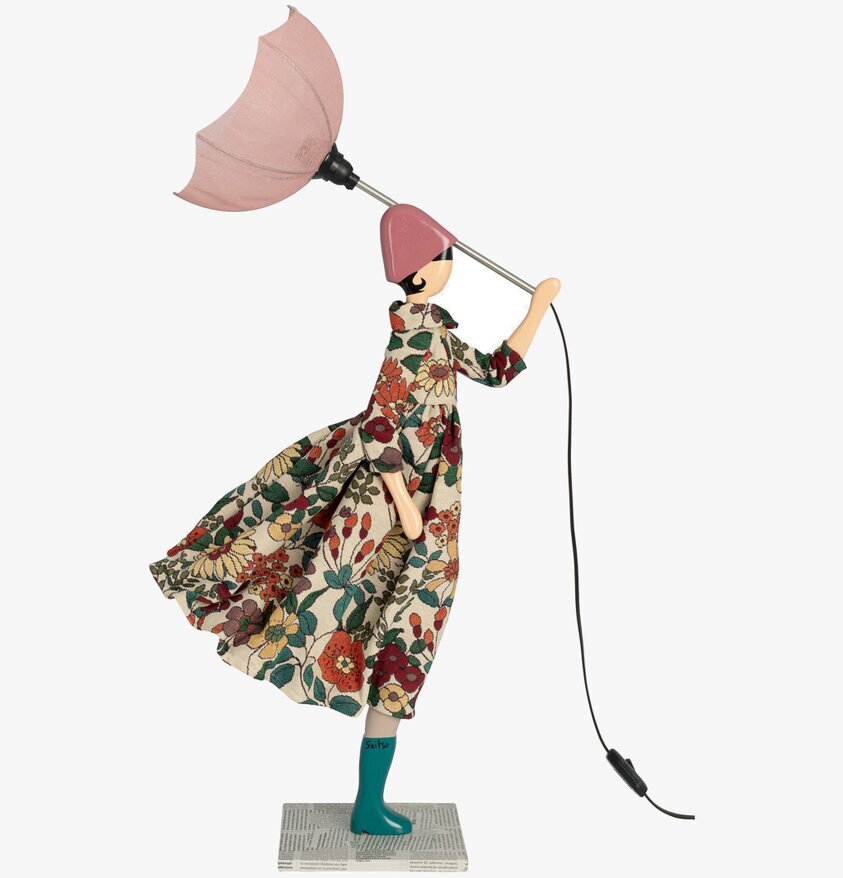 Bordslampa Marsia från Skitso med kvinna och paraply