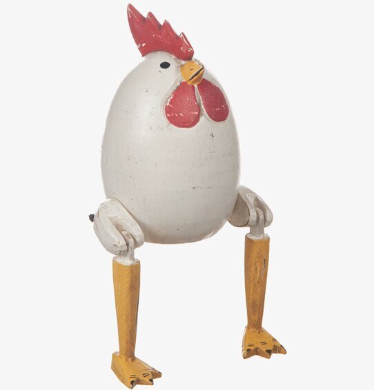 Höna Ledad Trä 22 cm från Different Design, vit och röd