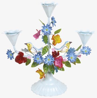 Ljusstake Birds & Flowers Mint från Rice med naturmotiv