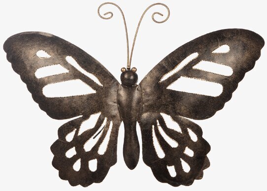 Fjäril Vägg Hamrad Plåt Guld/Svart 38x26 cm från Different Design