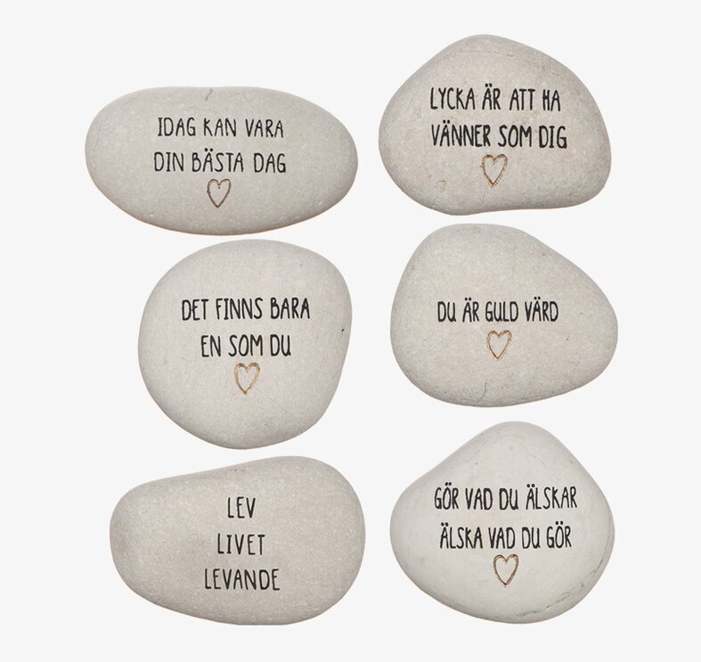 Vit Sten Med Graverad Text - Svart/Guld från Different Design