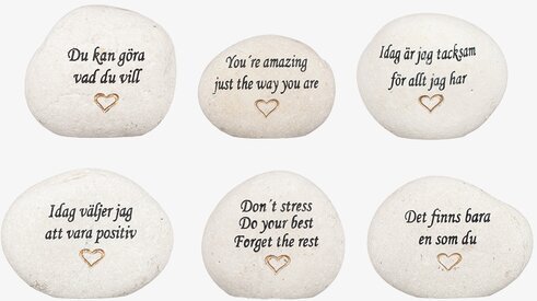 Stående Vit Sten Med Graverad Text - Svart/Guld Different Design