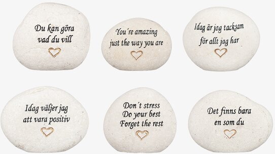 Stående Vit Sten Med Graverad Text - Svart/Guld Different Design