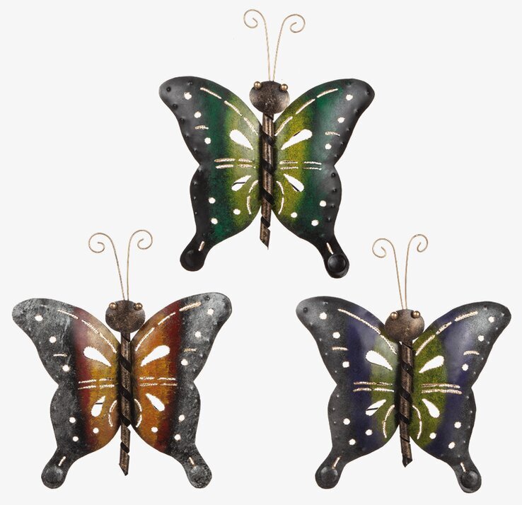 Fjäril Hamrad Plåt 22x28 cm från Different Design på vägg