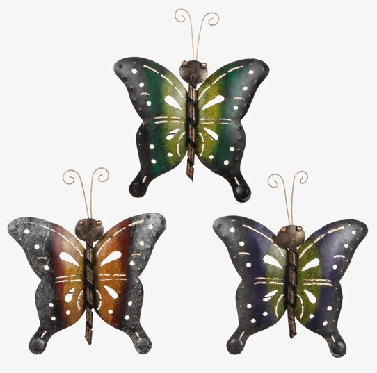 Fjäril Vägg Hamrad Plåt 20x22 cm från Different Design