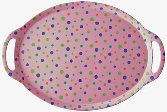 Bricka Prickar Rosa från Rice med prickmönster och handtag