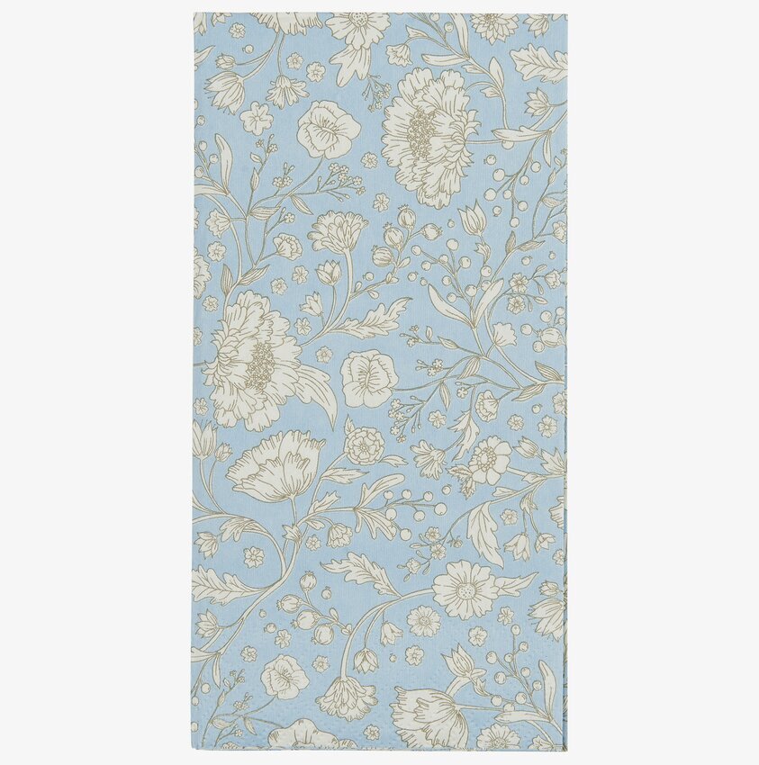 Servetter - Light Blue Secret Garden från IB Laursen, blommönster