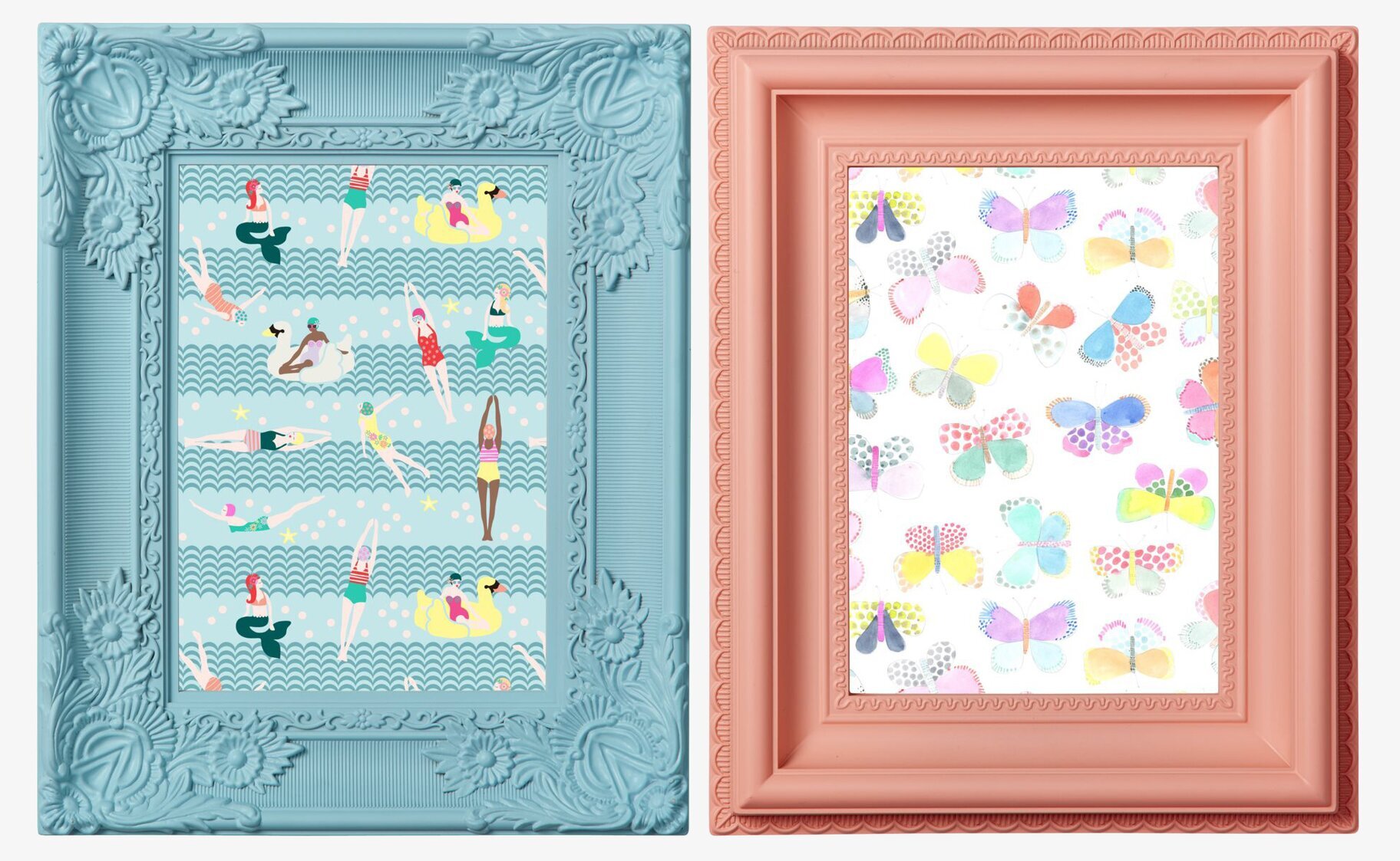 Fotoram 12 x 18 cm från Rice i ljusblå och korallrosa