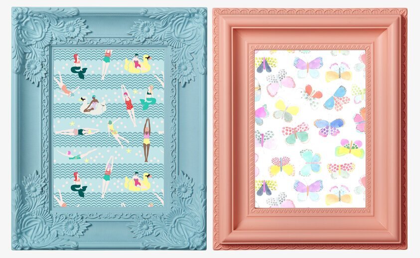 Fotoram 12 x 18 cm från Rice i ljusblå och korallrosa