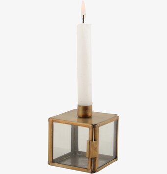 Ljusstake Glasbox Julljus från IB Laursen med patinerad ram