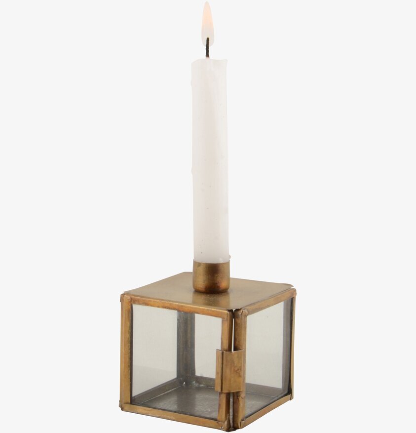 Ljusstake Glasbox Julljus från IB Laursen med patinerad ram