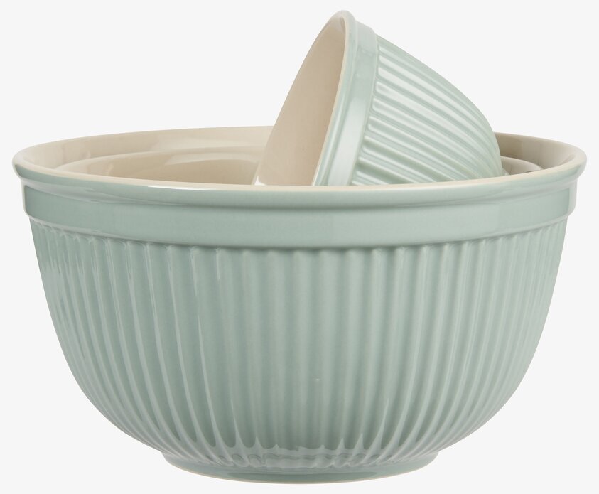 Skålset Mynte Green Tea från IB Laursen i ribbad keramik