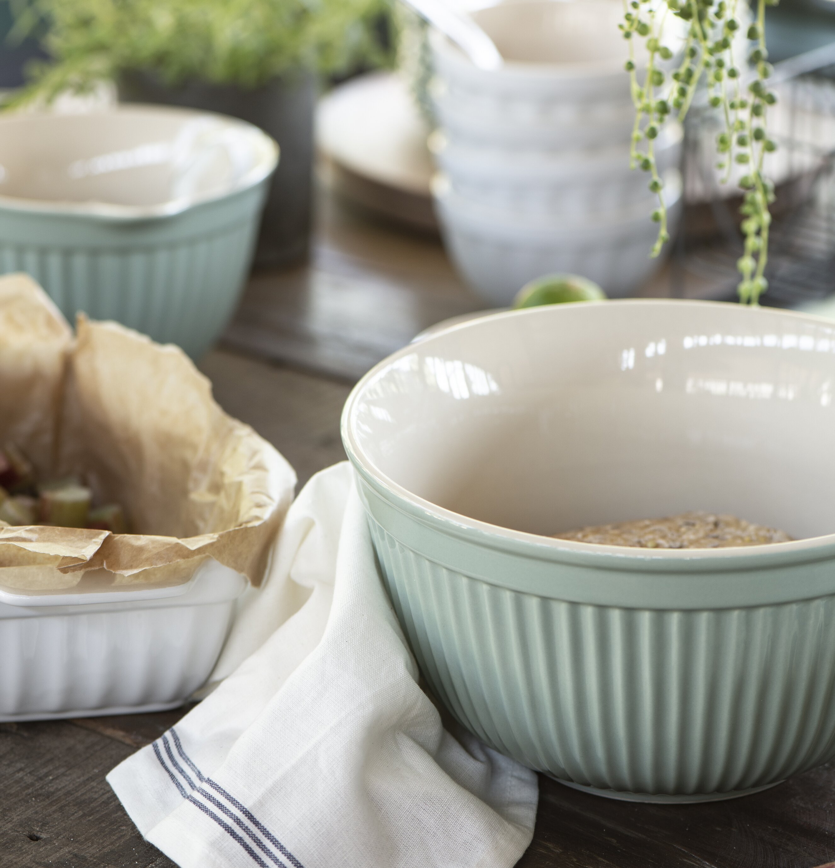 Skålset Mynte Green Tea från IB Laursen i rustikt kök