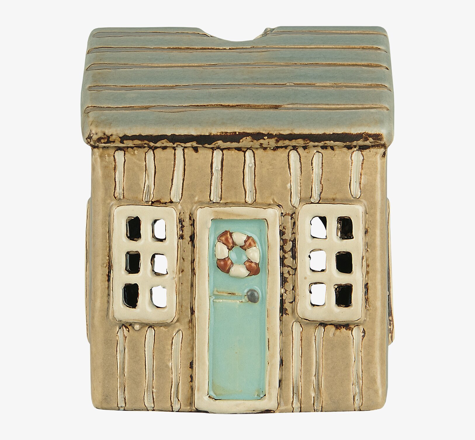 Ljuslykta Løkken Beige/Turkos från IB Laursen i keramik