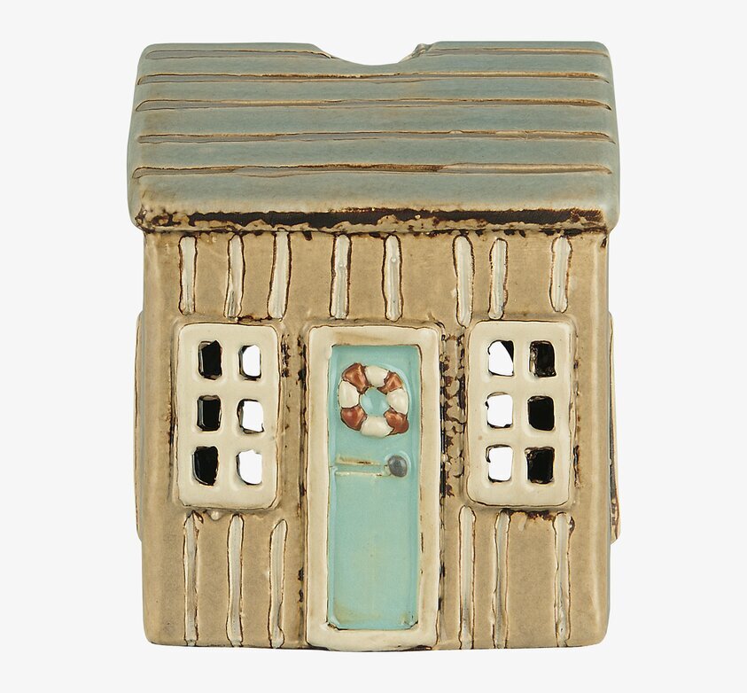 Ljuslykta Løkken Beige/Turkos från IB Laursen i keramik