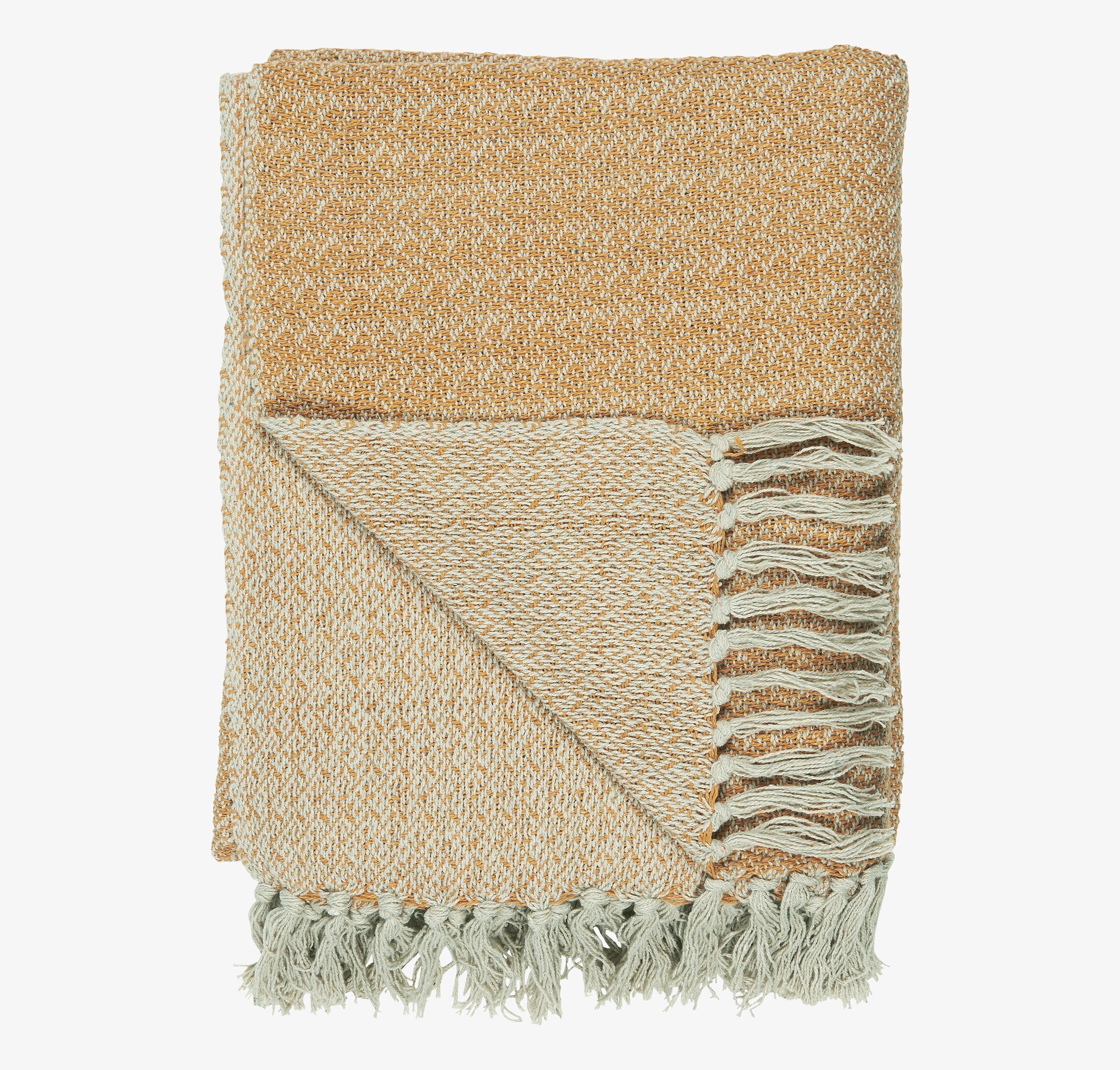 Pläd Creme/Gul från IB Laursen med detaljerat vävmönster