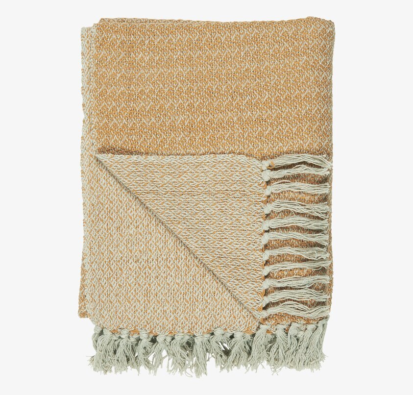 Pläd Creme/Gul från IB Laursen med detaljerat vävmönster