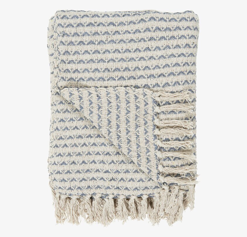 Pläd Creme/Blå från IB Laursen med geometriskt mönster