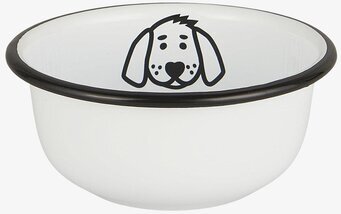 Hundskål Emalj Liten från IB Laursen, vit med svart kant
