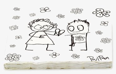 Servetter Be Friends Vit från Poul Pava med handritad design