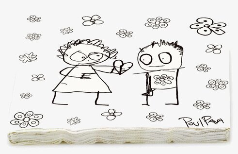 Servetter Be Friends Vit från Poul Pava med handritad design