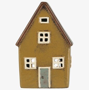 Bild av dekorativ ljuslykta formad som litet hus