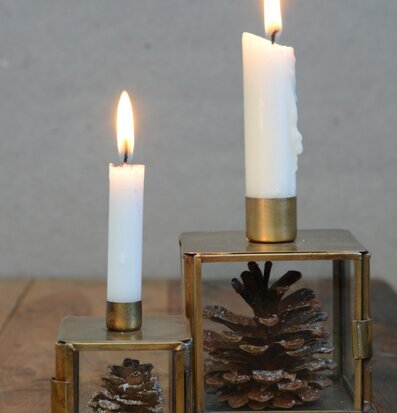 Ljusstake Glasbox Julljus från IB Laursen på träbord