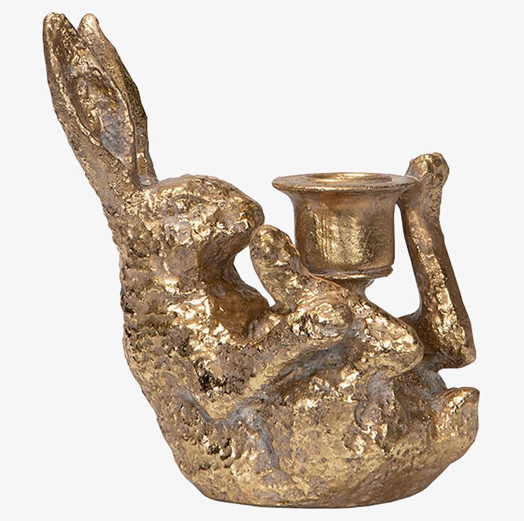 Ljusstake Hare från A Lot Decoration i gyllene metall