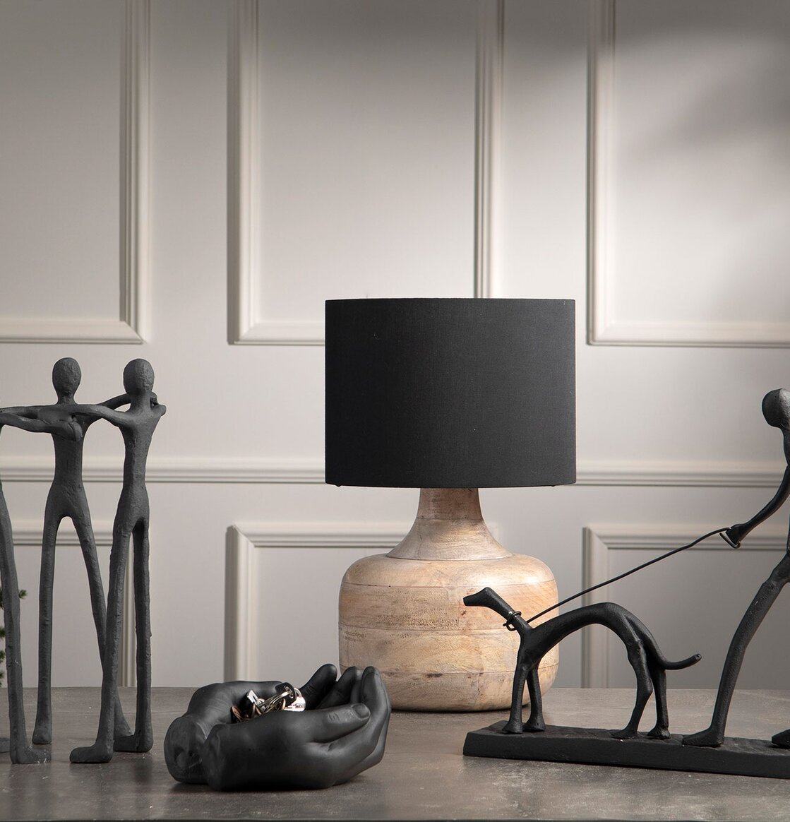 Lampfot Form Antik Trä från A Lot Decoration med skulpturer