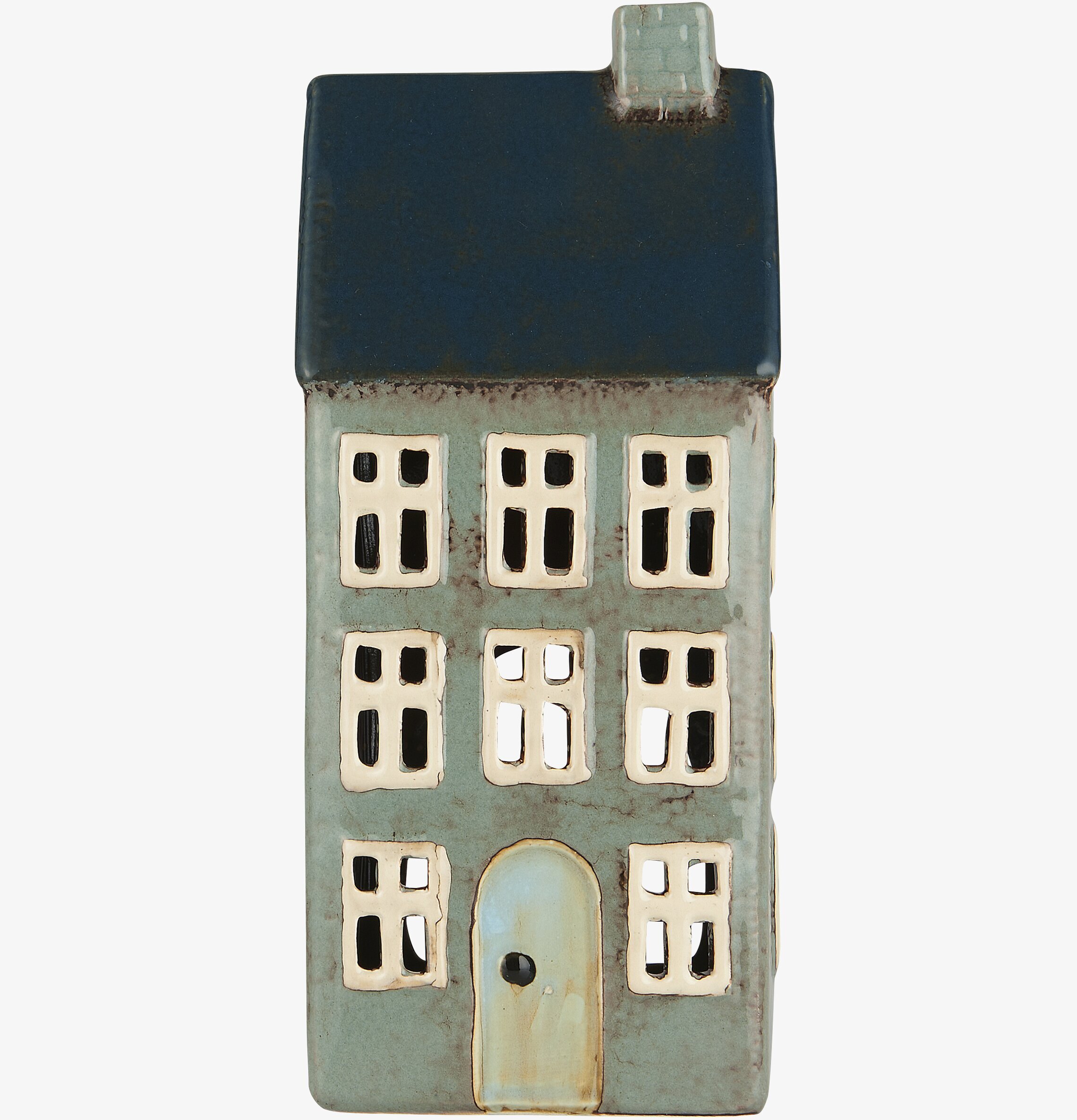 Ljuslykta Nyhavn Blå/Grön från IB Laursen, keramik, husform