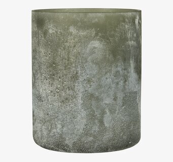 Foto av mossgrön cylinderformad ljuslykta med textur