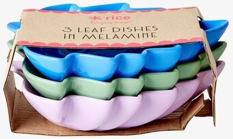 Fat Löv Set/3 Melamin Grön, Blå & Lavendel från Rice