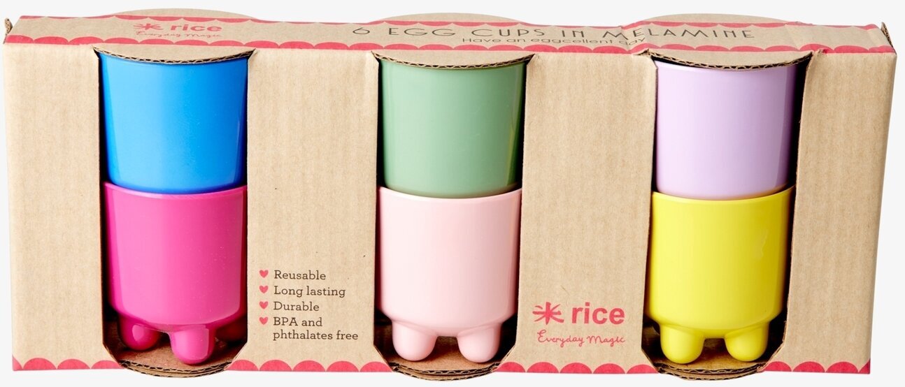 Äggkoppar Melamin 6-pack från Rice i sex färgglada färger